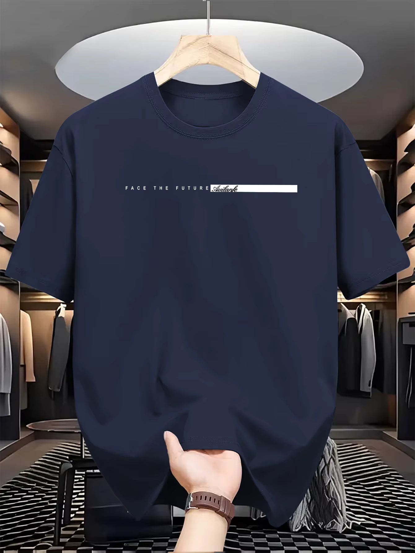 Camiseta holgada informal para hombre, camisa de manga corta con cuello redondo y estampado de letras grandes, 100% algodón, estilo Unisex