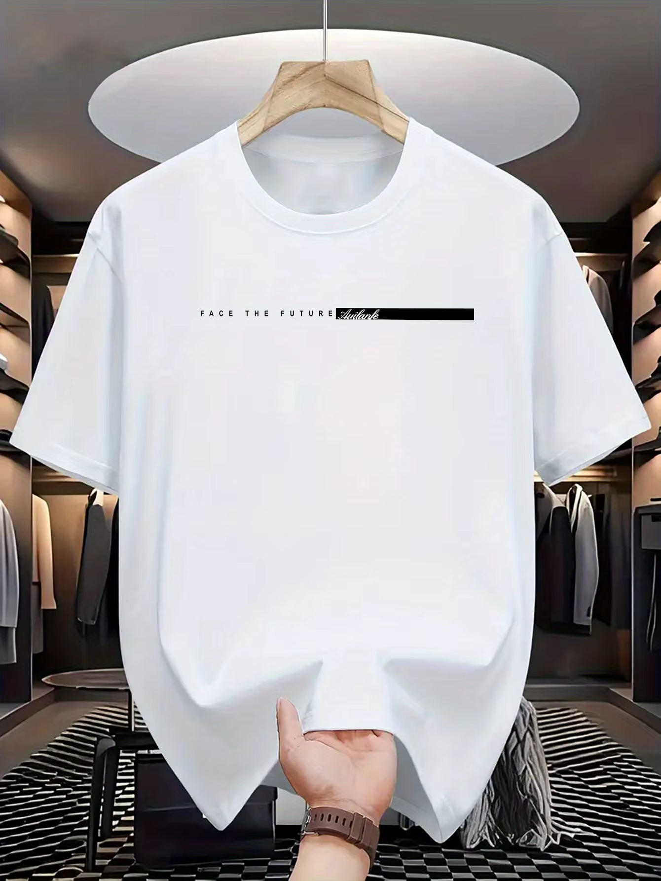 Camiseta holgada informal para hombre, camisa de manga corta con cuello redondo y estampado de letras grandes, 100% algodón, estilo Unisex